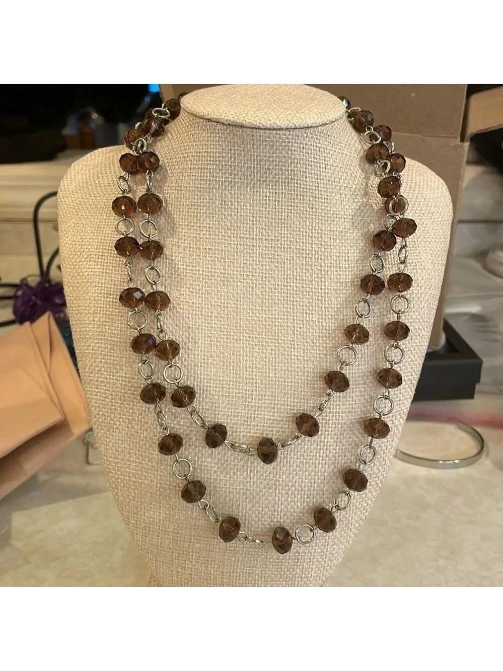 Necklace, Brown Beads, Long